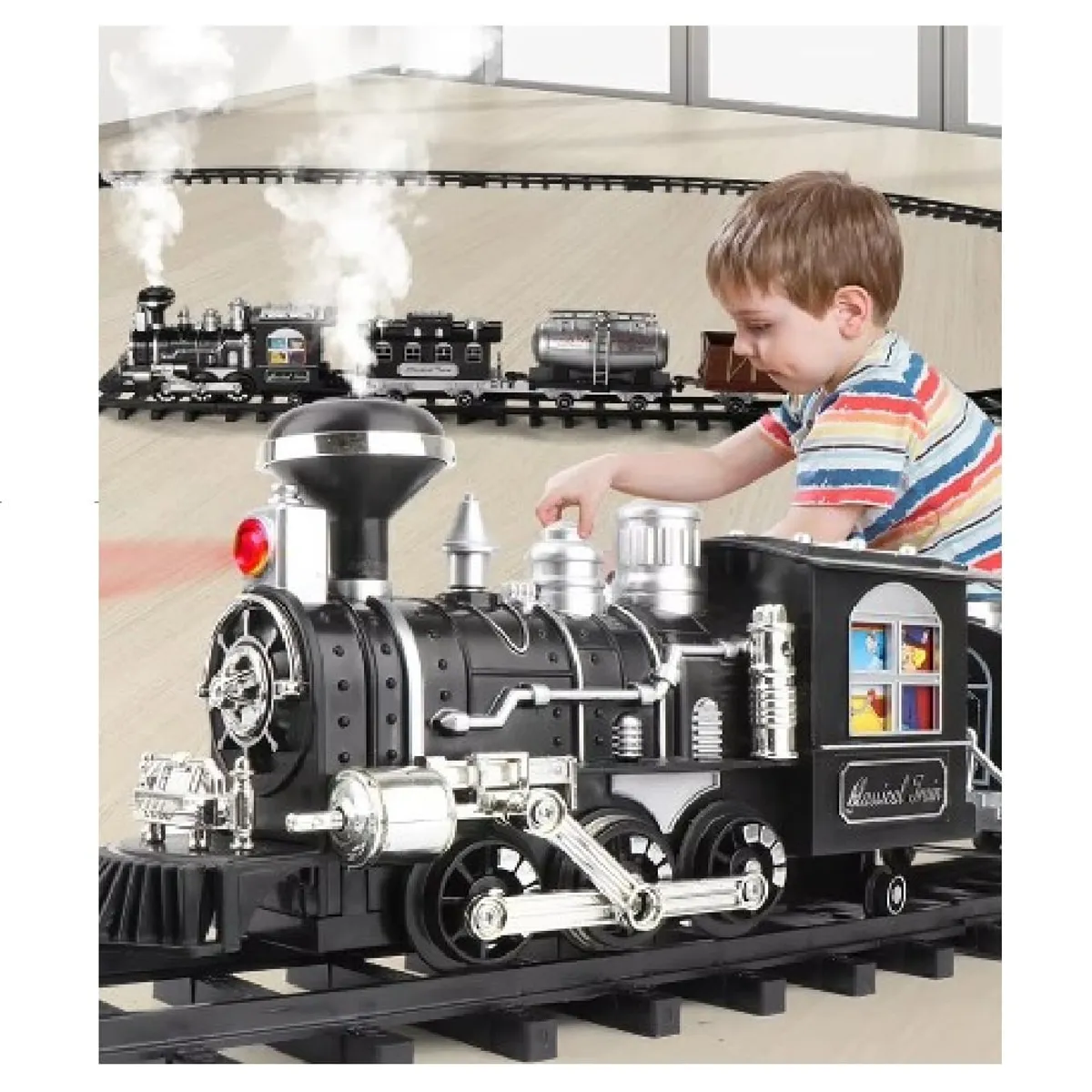 GENERICO - Tren Eléctrico Clásico Bota Humo Luminoso Navidad 21 pzas