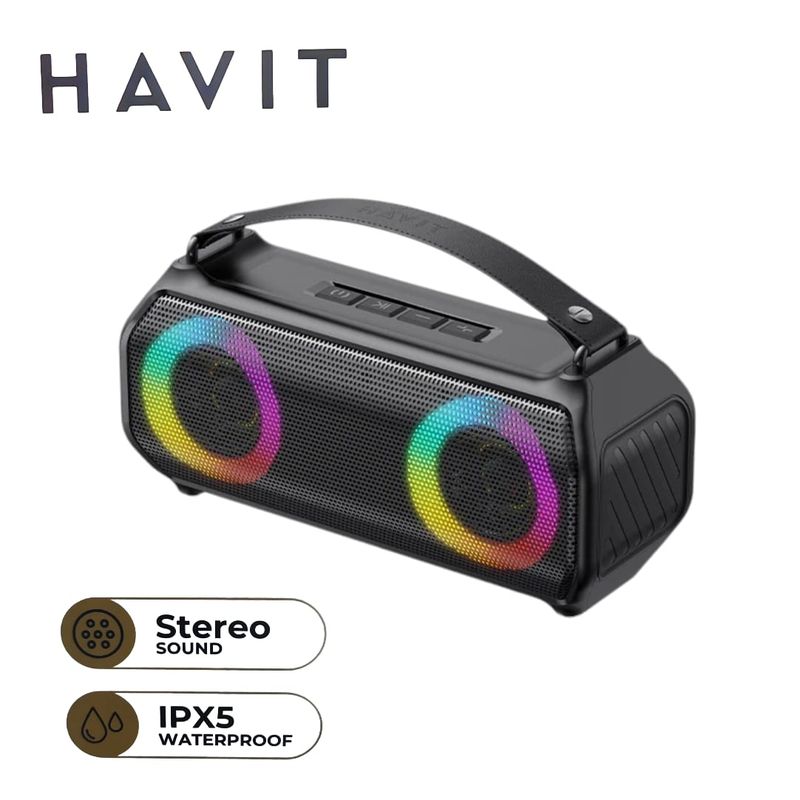 HAVIT - Parlante Portátil Bluetooth HAVIT Sk888BT IPX5 RGB ideal para ext