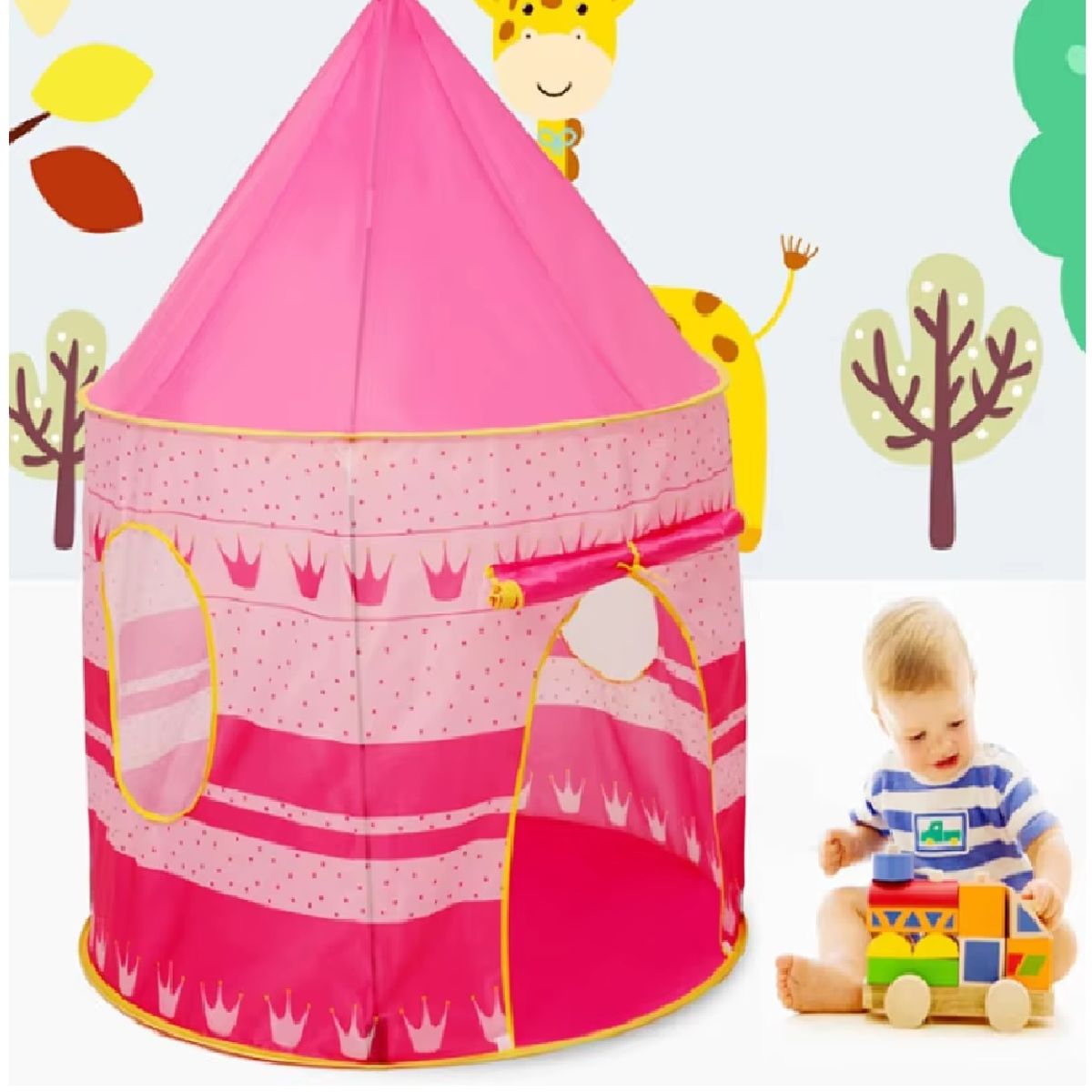 OEM - CARPA CASTILLO TIENDA DE CAMPAÑA  PARA NIÑAS -ROSADO