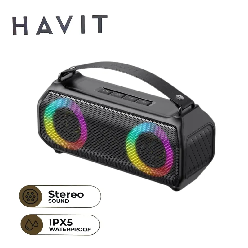 HAVIT - Parlante Portátil Bluetooth HAVIT Sk888BT IPX5 RGB ideal para ext