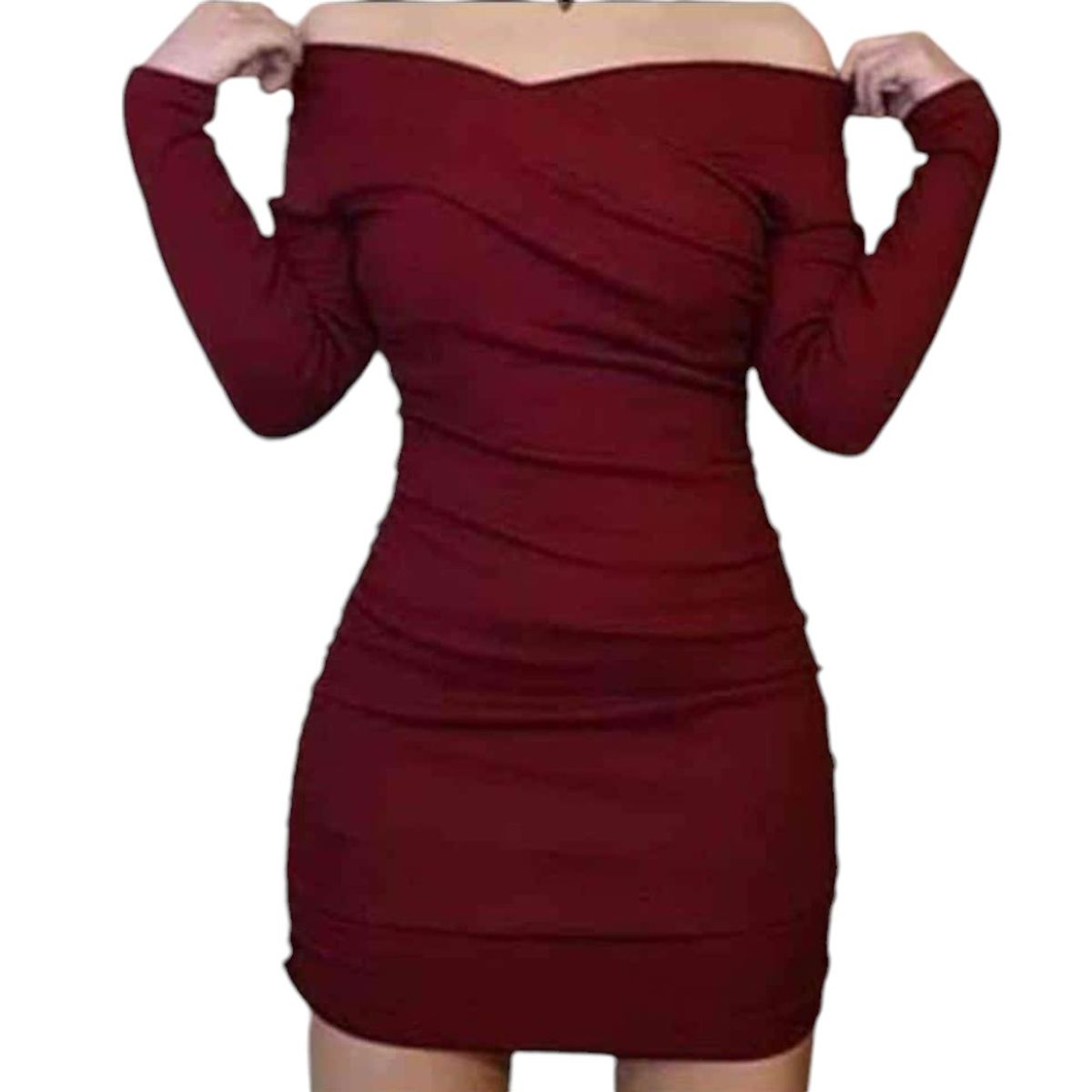 GENERICO - Mujer Vestido Cruzado Ml Col-21 Guinda