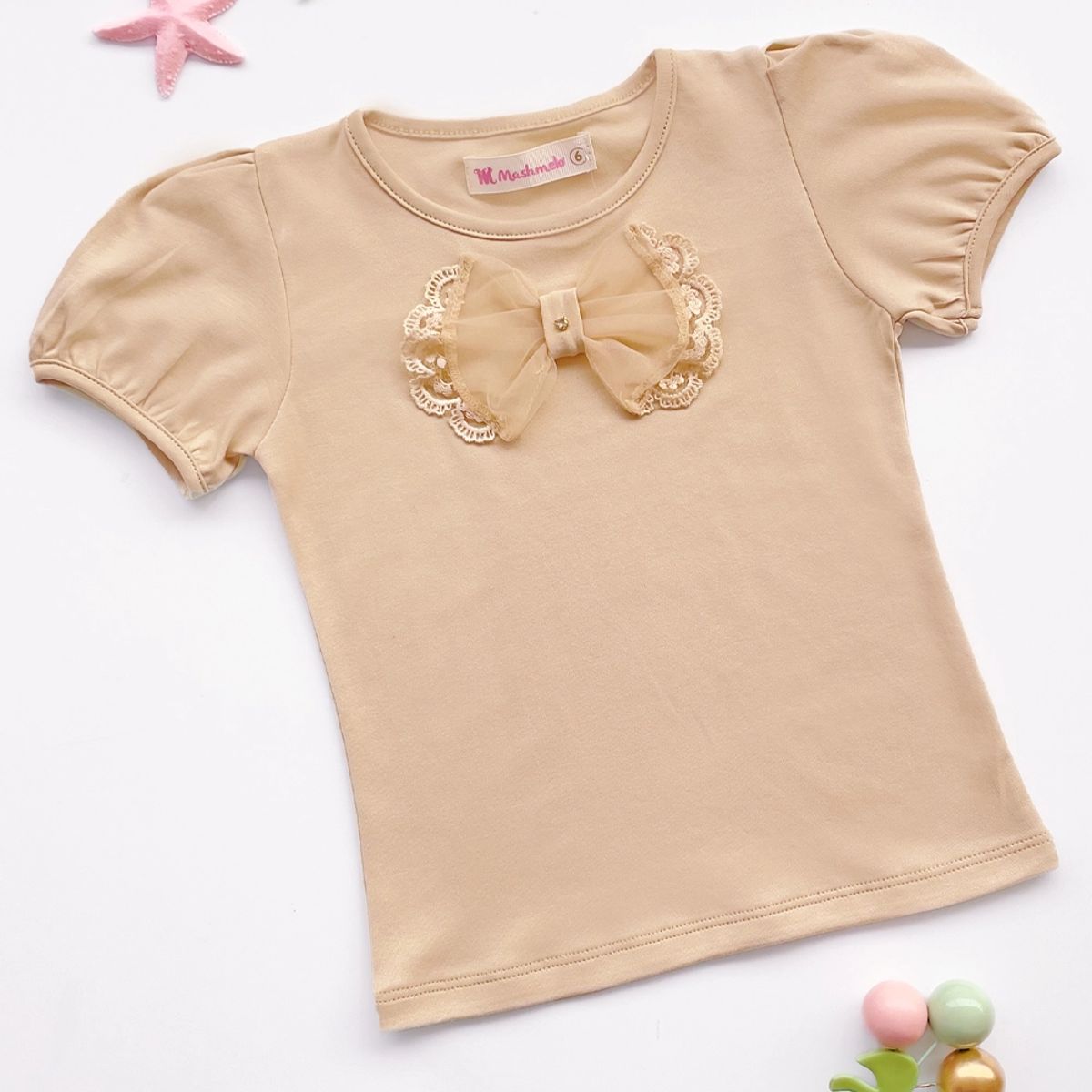 KIDS MASHMELO - Polo con Lazo de Tul en el Pecho para Niña - Kids Mahmelo