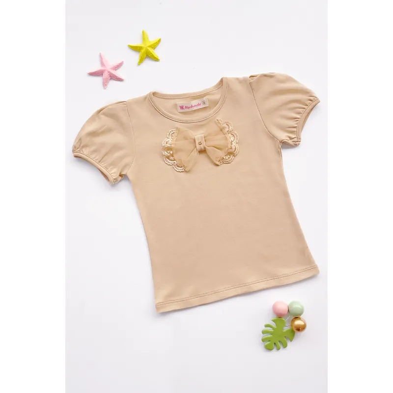 KIDS MASHMELO - Polo con Lazo de Tul en el Pecho para Niña - Kids Mahmelo