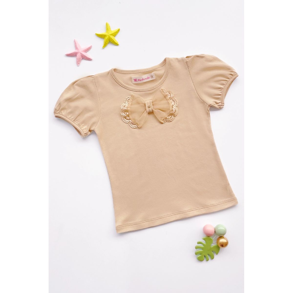 KIDS MASHMELO - Polo con Lazo de Tul en el Pecho para Niña - Kids Mahmelo