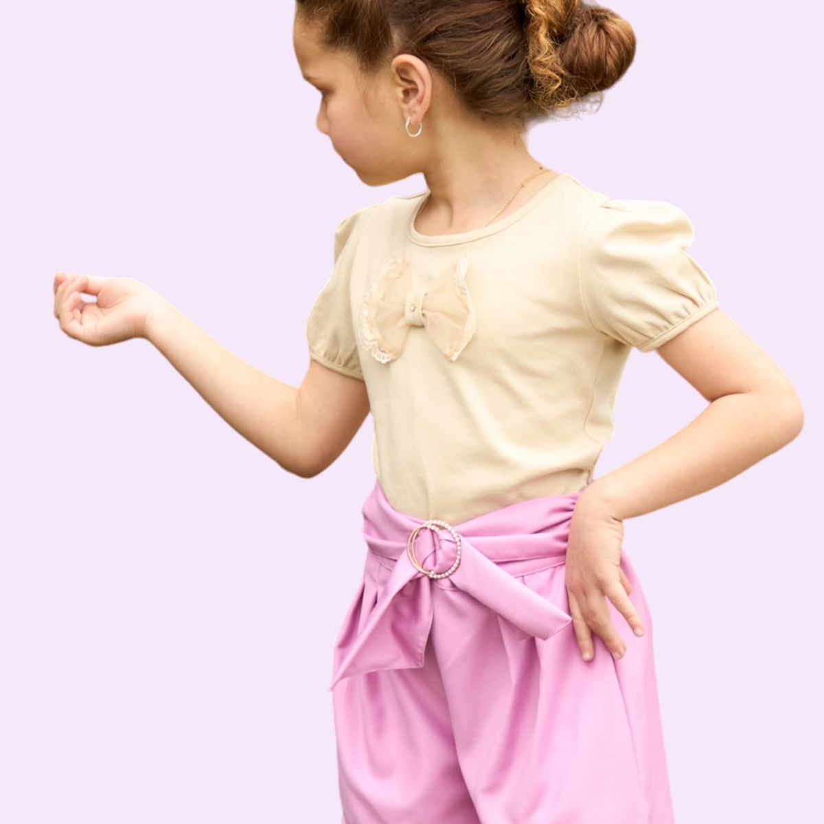 KIDS MASHMELO - Polo con Lazo de Tul en el Pecho para Niña - Kids Mahmelo