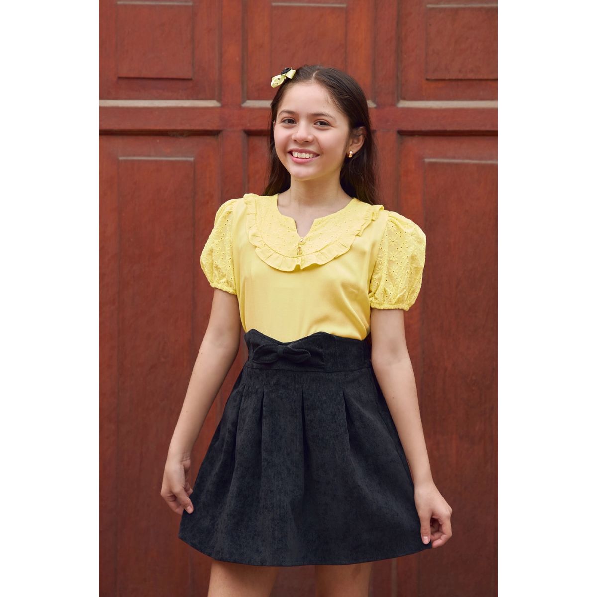 KIDS MASHMELO - Blusa para Niña con Brodery en Canesú y Mangas - Kids Mahmelo