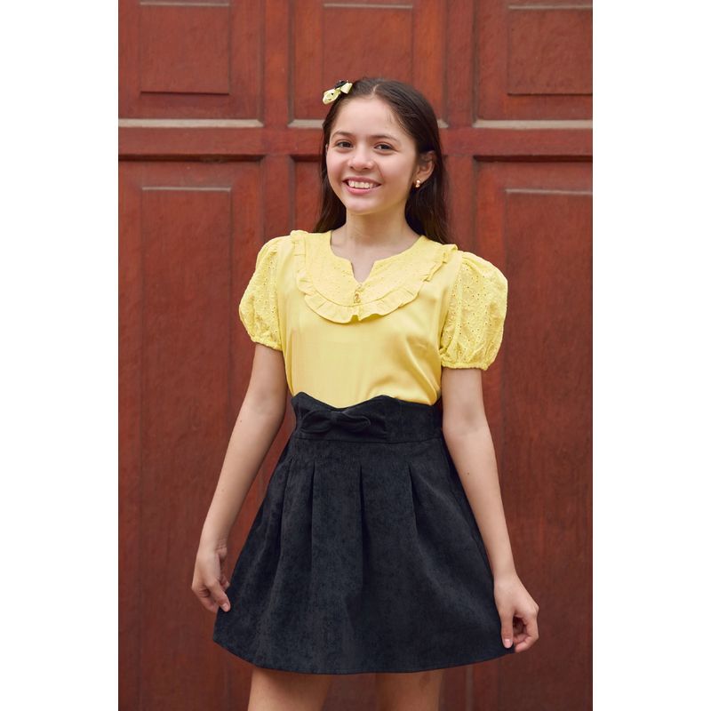 KIDS MASHMELO - Blusa para Niña con Brodery en Canesú y Mangas - Kids Mahmelo