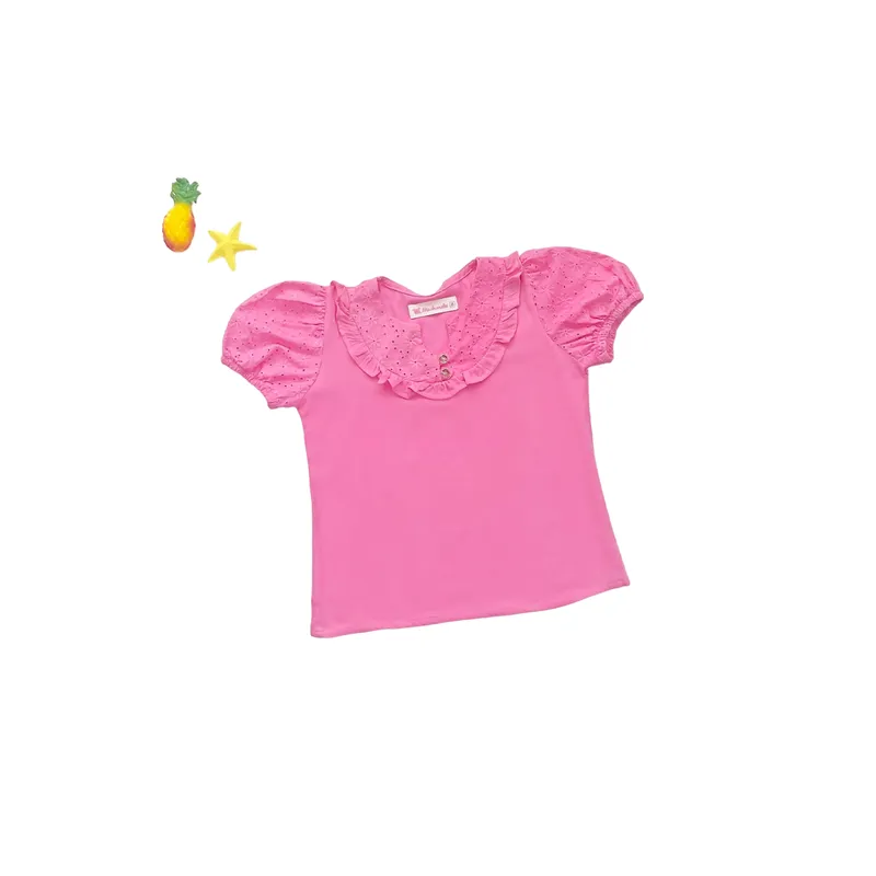 KIDS MASHMELO - Blusa para Niña con Brodery en Canesú y Mangas - Kids Mahmelo