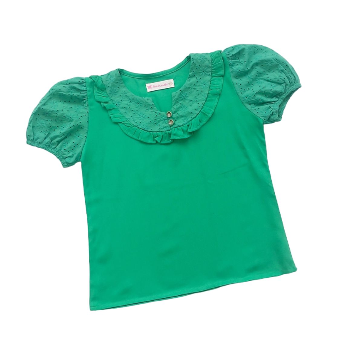 KIDS MASHMELO - Blusa para Niña con Brodery en Canesú y Mangas - Kids Mahmelo
