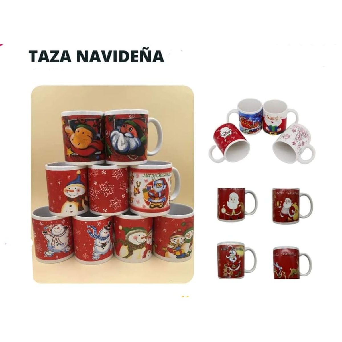 GENERICO - PACK DE 4 TAZA DE NAVIDAD
