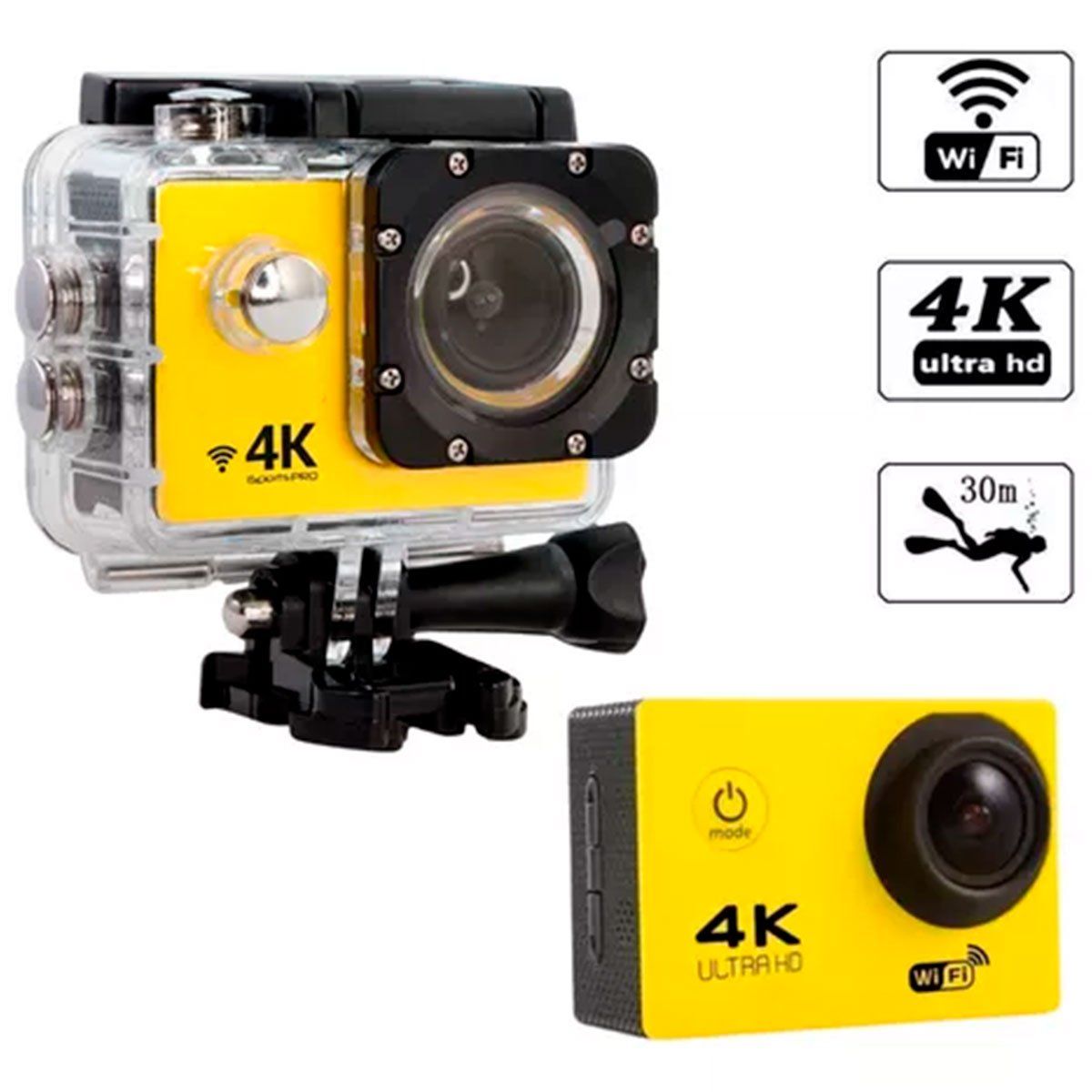 GENERICO - Cámara de Acción 4K Ultra HD 170D Go Amarillo