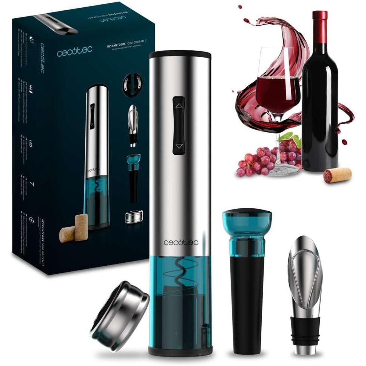 CECOTEC - Sacacorchos Eléctricos Cecotec InstantCork 1000 Gourmet