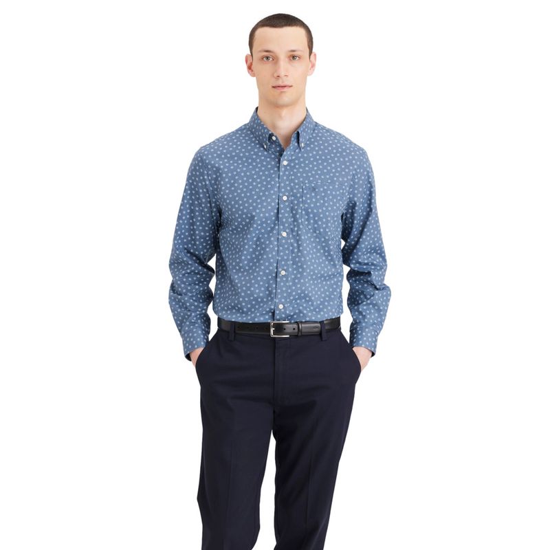 DOCKERS - Camisa Hombre Sig Stain Defender Classic Fit Bluefin Dockers