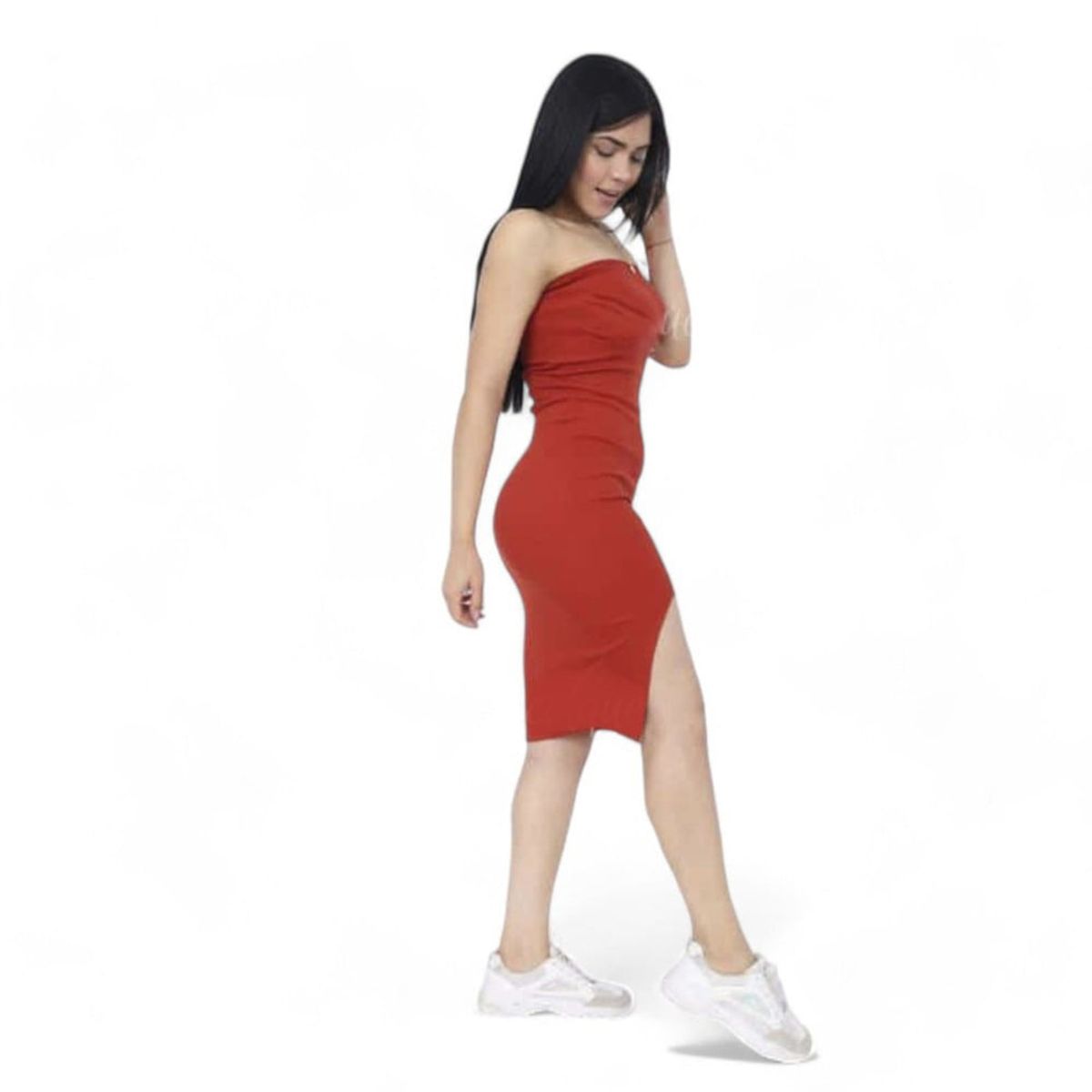 GENERICO - Mujer Vestido Straple Col-20 Naranja