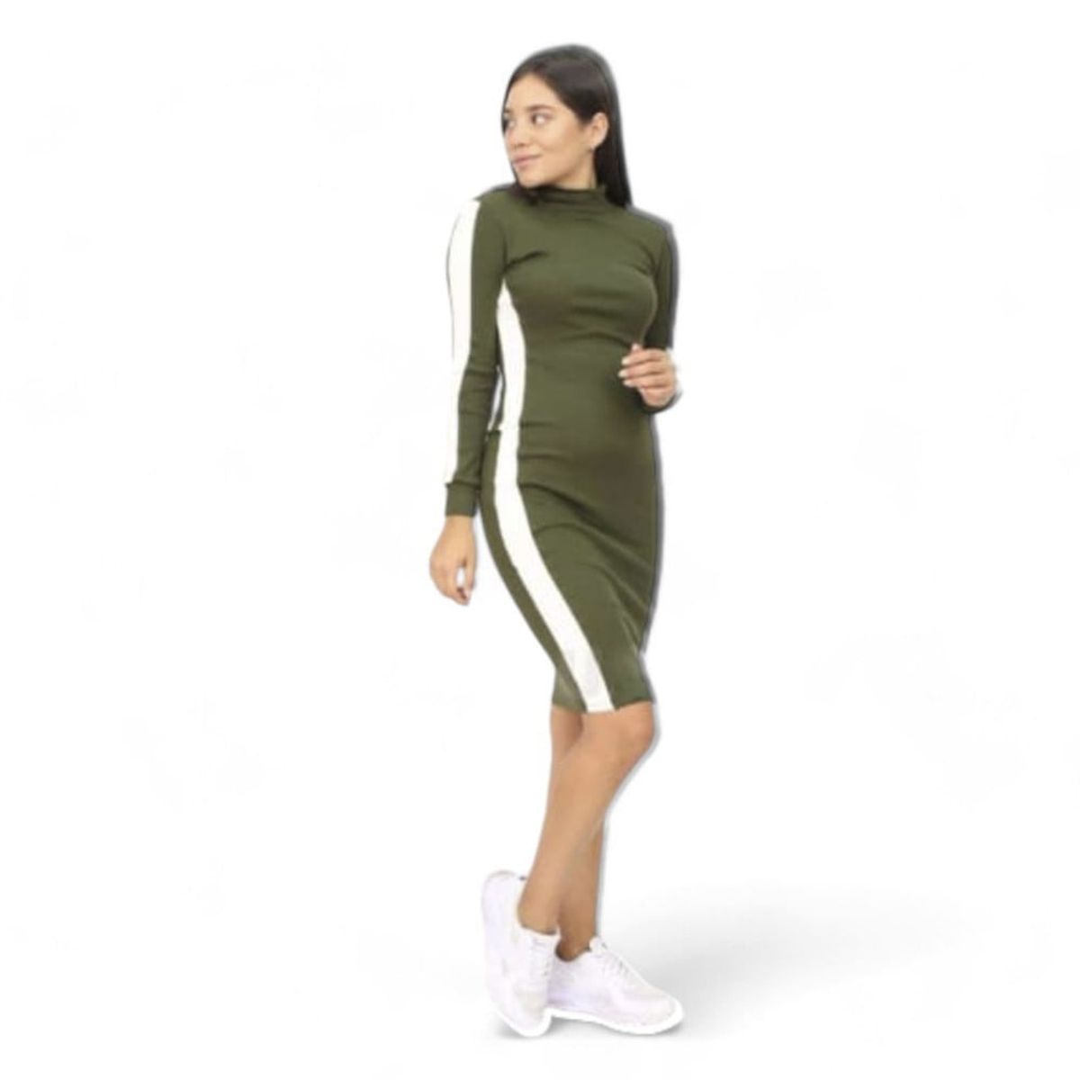 GENERICO - Mujer Vestido Franja Col-20 Verde