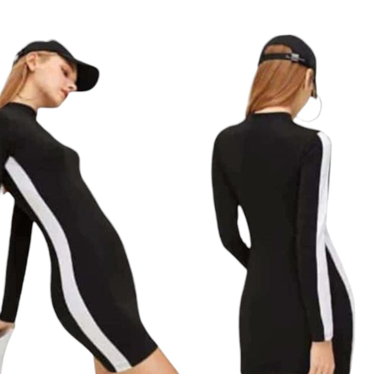 GENERICO - Mujer Vestido Franja Col-20 Negro