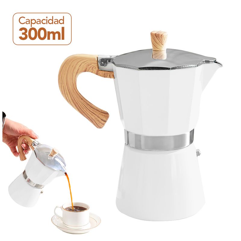 KELLER - Cafetera Italiana de 300 ml Blanco CF8