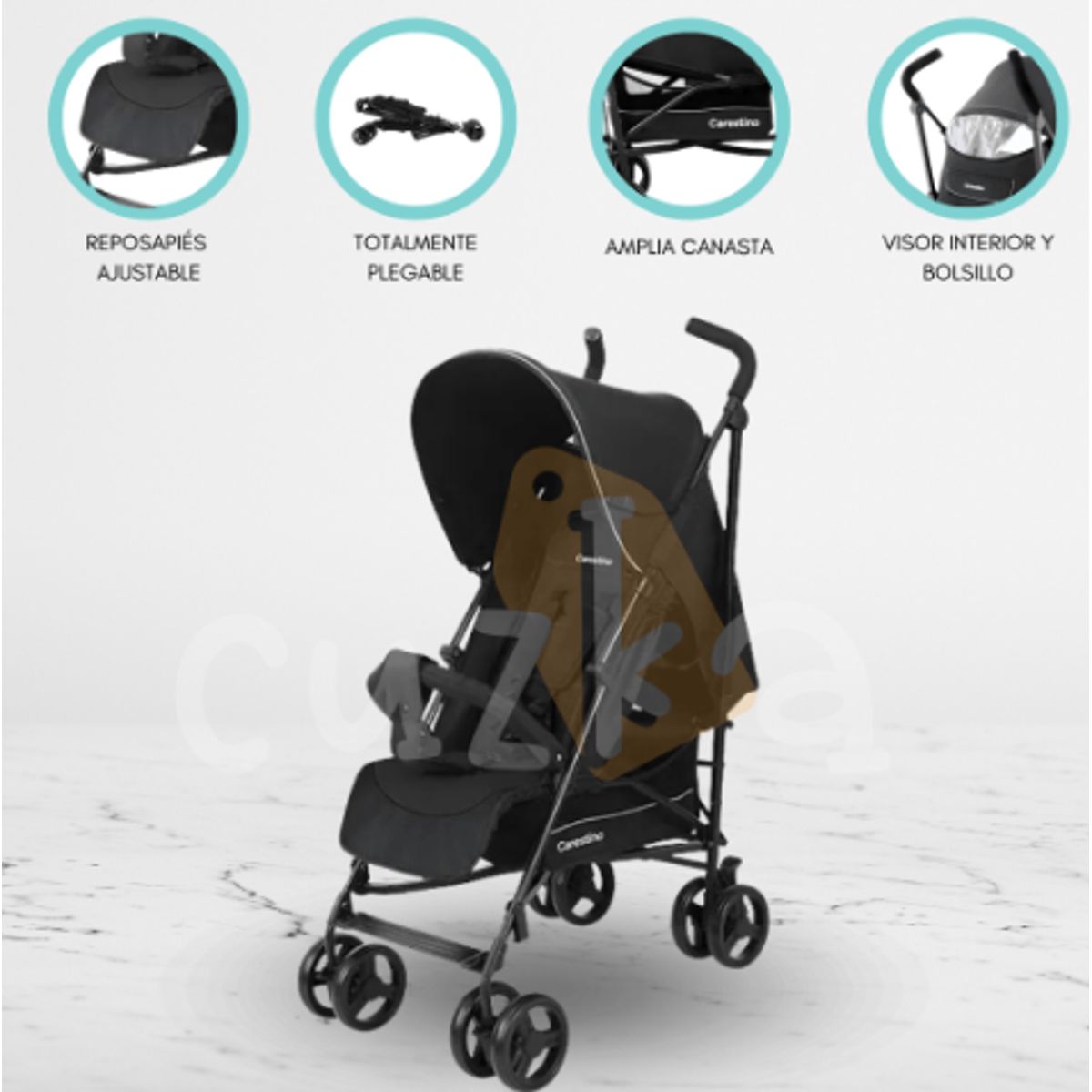 CARESTINO - Coche Baston Plegable «CAPRI» Black