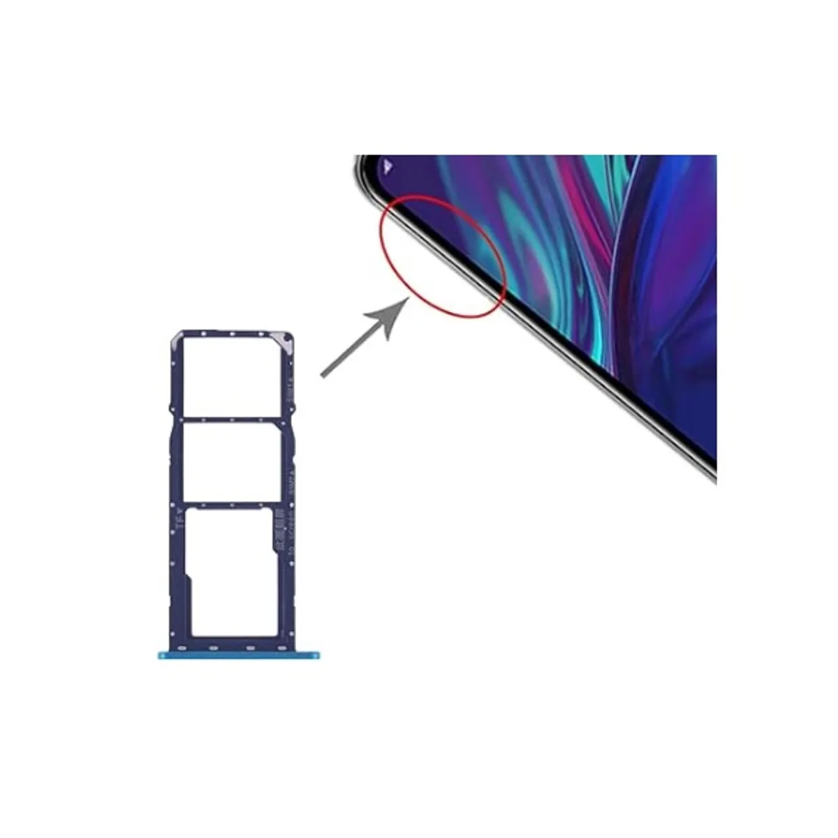 GENERICO - Repuesto Bandeja SIM Huawei Y7 2019 Color Azul