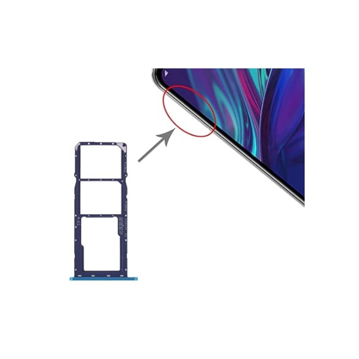 GENERICO - Repuesto Bandeja SIM Huawei Y7 2019 Color Azul