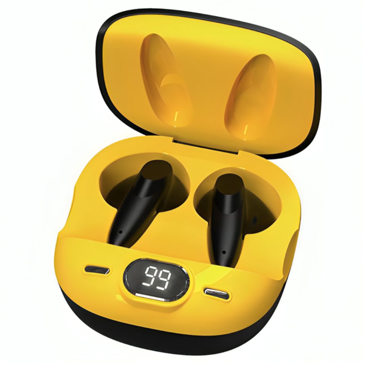 GENERICO - Audífonos color negro y amaillo Bluetooth  5.2  hasta 10m