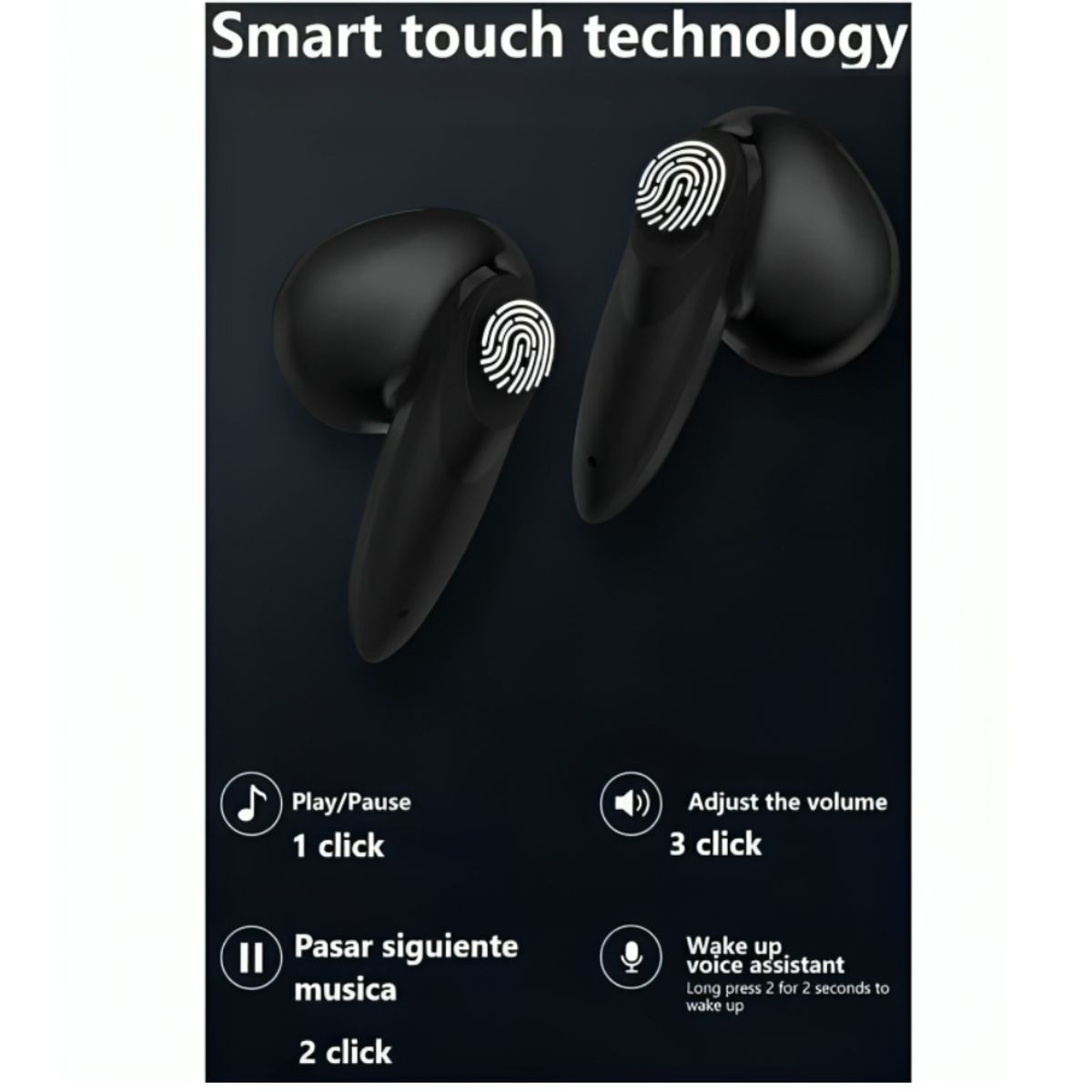 GENERICO - Audífonos color negro y amaillo Bluetooth  5.2  hasta 10m