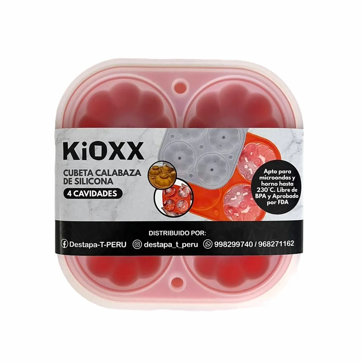 KIOXX - Cubeta de Hielo Calabaza de Silicona 4 Cavidades KiOXX Naranja