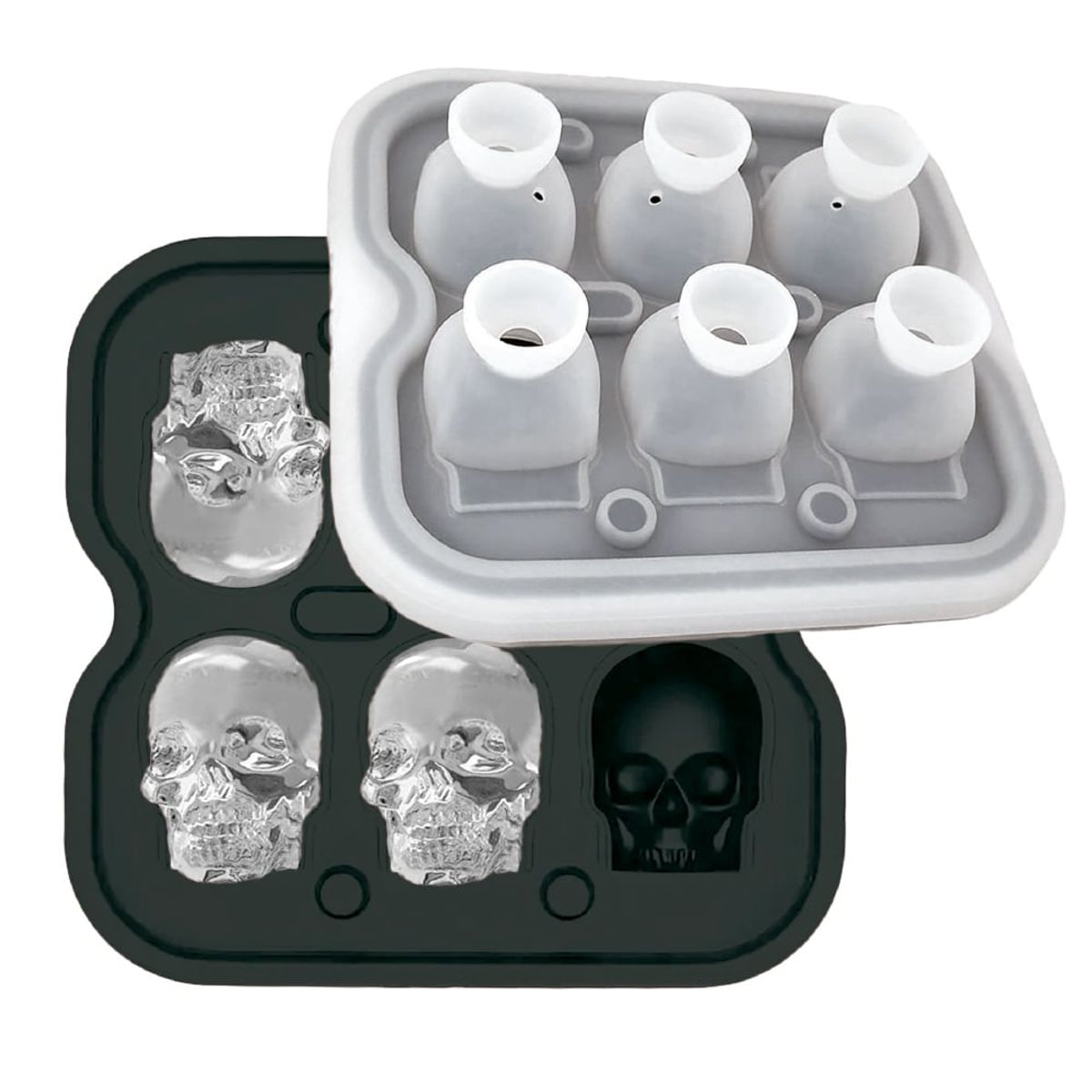 KIOXX - Cubeta de Hielo Calavera de Silicona 6 Cavidades KiOXX Negro