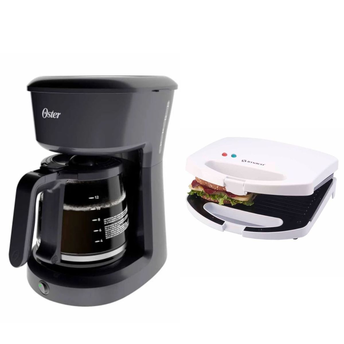 OSTER - Combo Cafetera Oster BVSTDCS12B + Sandwichera ISG101 tipo grill