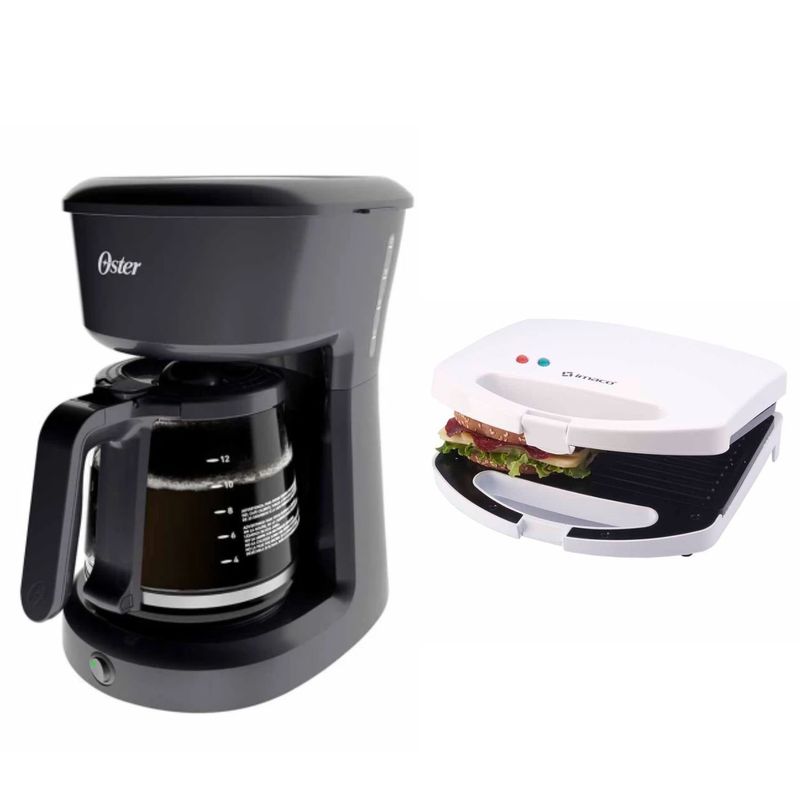 OSTER - Combo Cafetera Oster BVSTDCS12B + Sandwichera ISG101 tipo grill