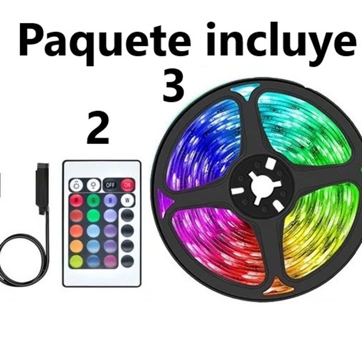 GENERICO - Cinta tira tipo LED USB 5M RGB con Control Remoto