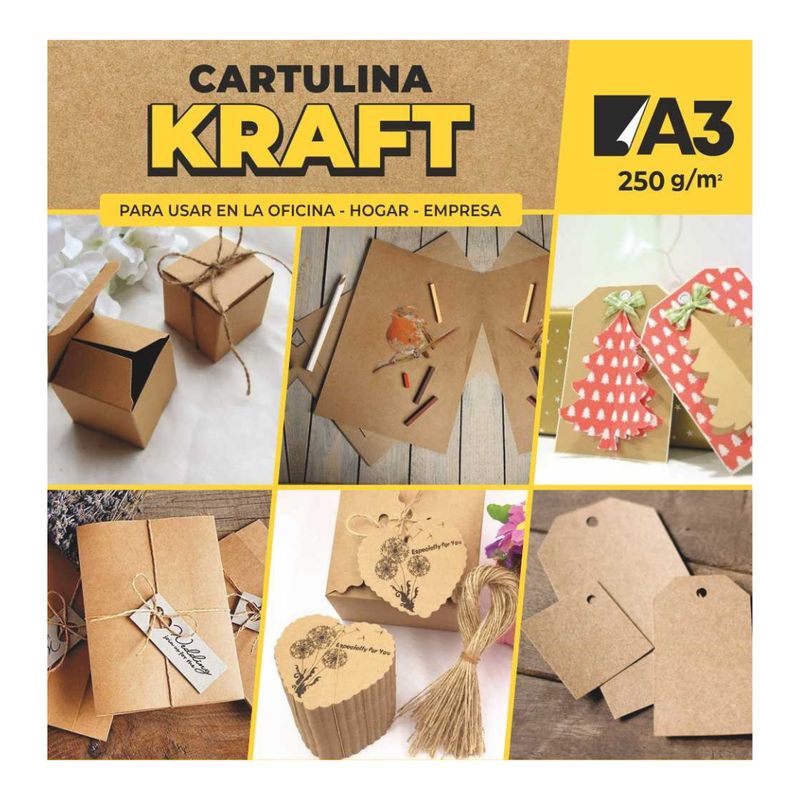 GENERICO - Cartulina kraft A3  250gr- pack 50 unid