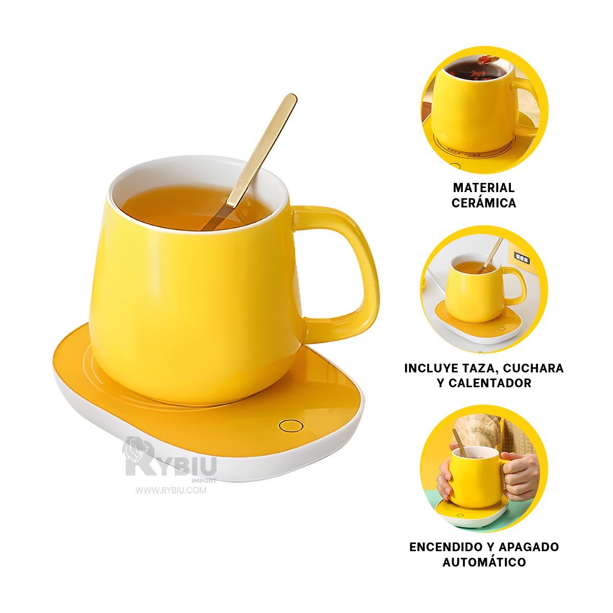GENERICO - Set Calentador de Taza en Caja de Color Amarillo