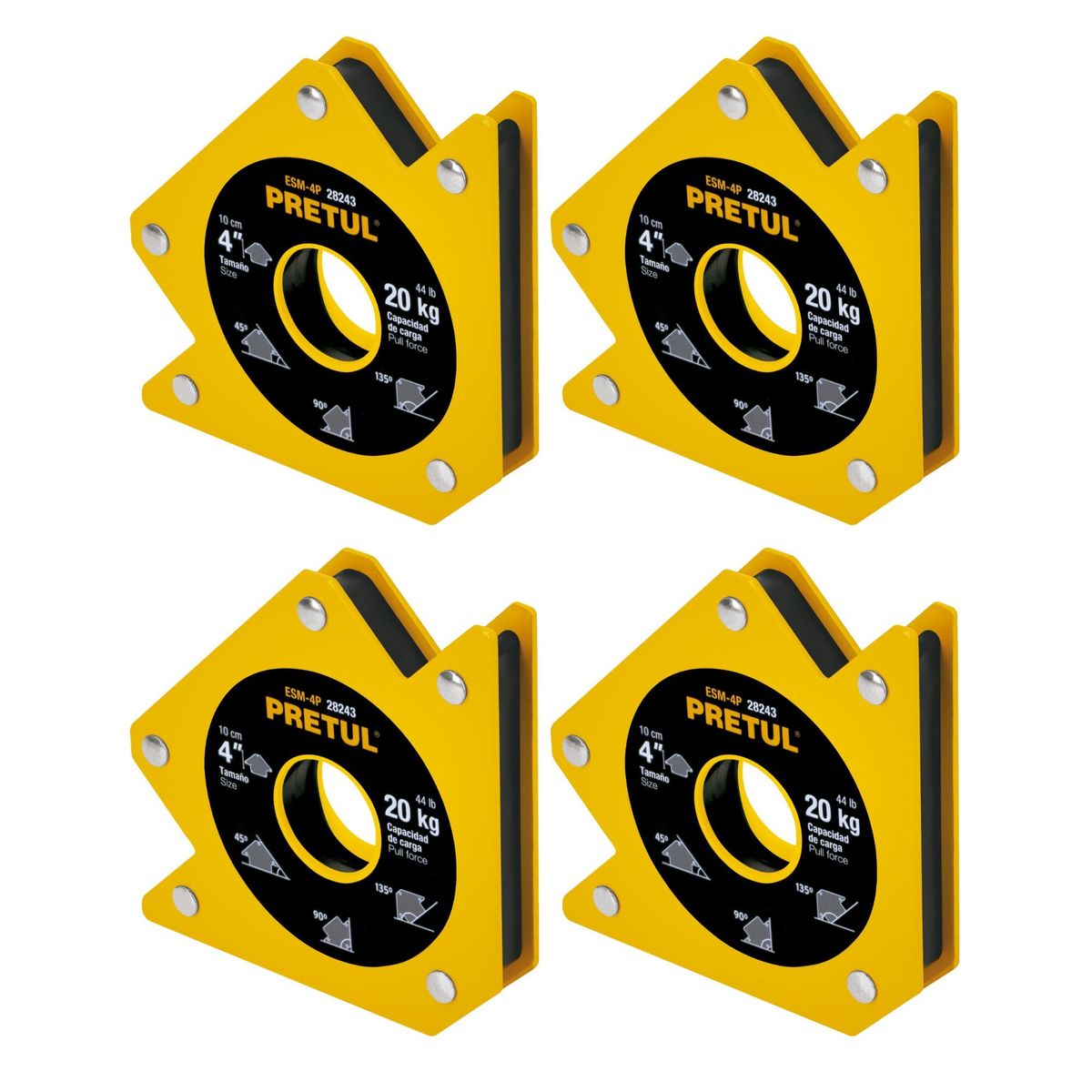 TRUPER - Escuadra magnética 4" para soldar, capacidad 20 kg, 4 unidades truper