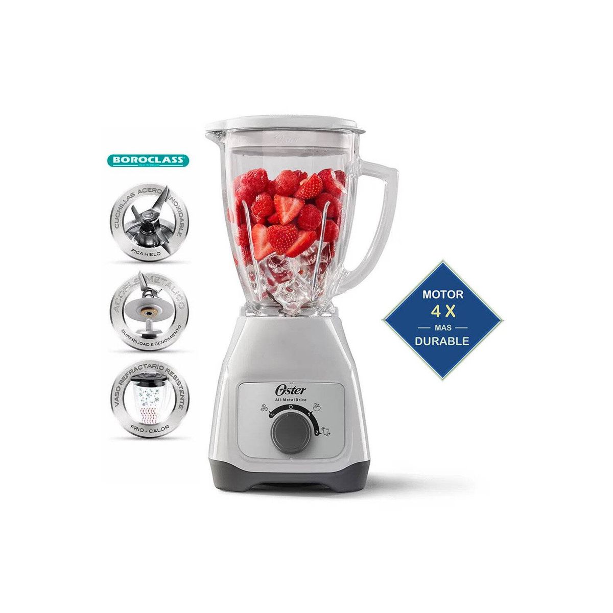 OSTER - Licuadora Oster® con vaso de vidrio y control de perilla BLSTKAGWRD