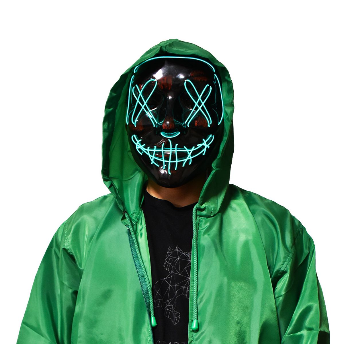 GENERICO - Disfraz Completo Máscara Led Colors Talla M Halloween