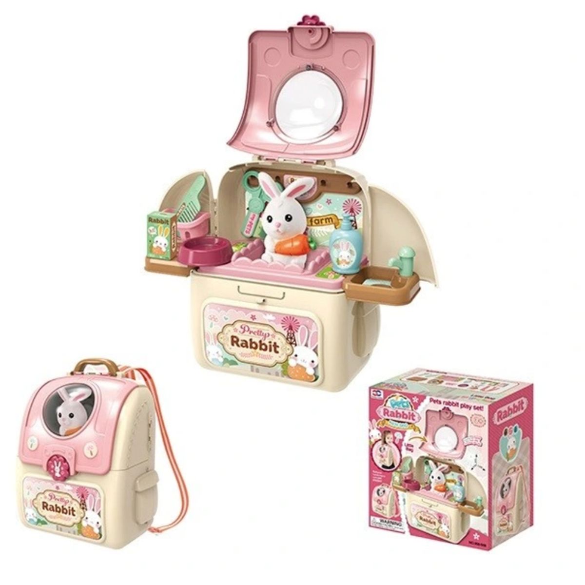 GENERICO - Set de Mascota Conejo 3 en 1 Dos caras