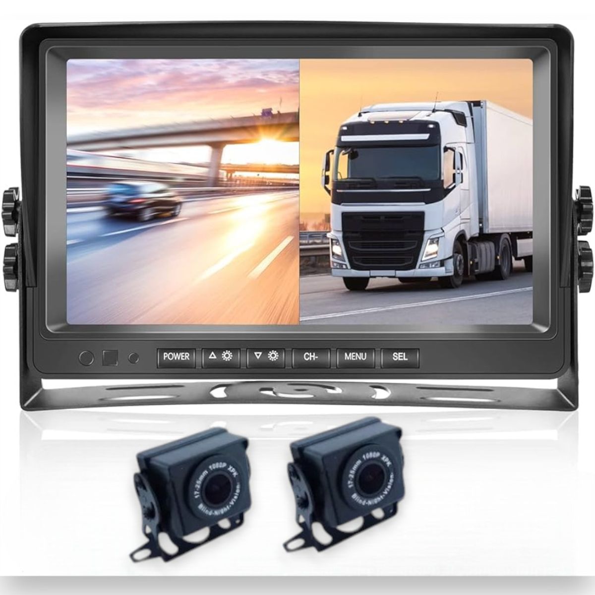 BLACK HAWK - Pantalla Monitor 7 Pulgadas HD 2 Salida, Camión ,Ómnibus Con Cámaras