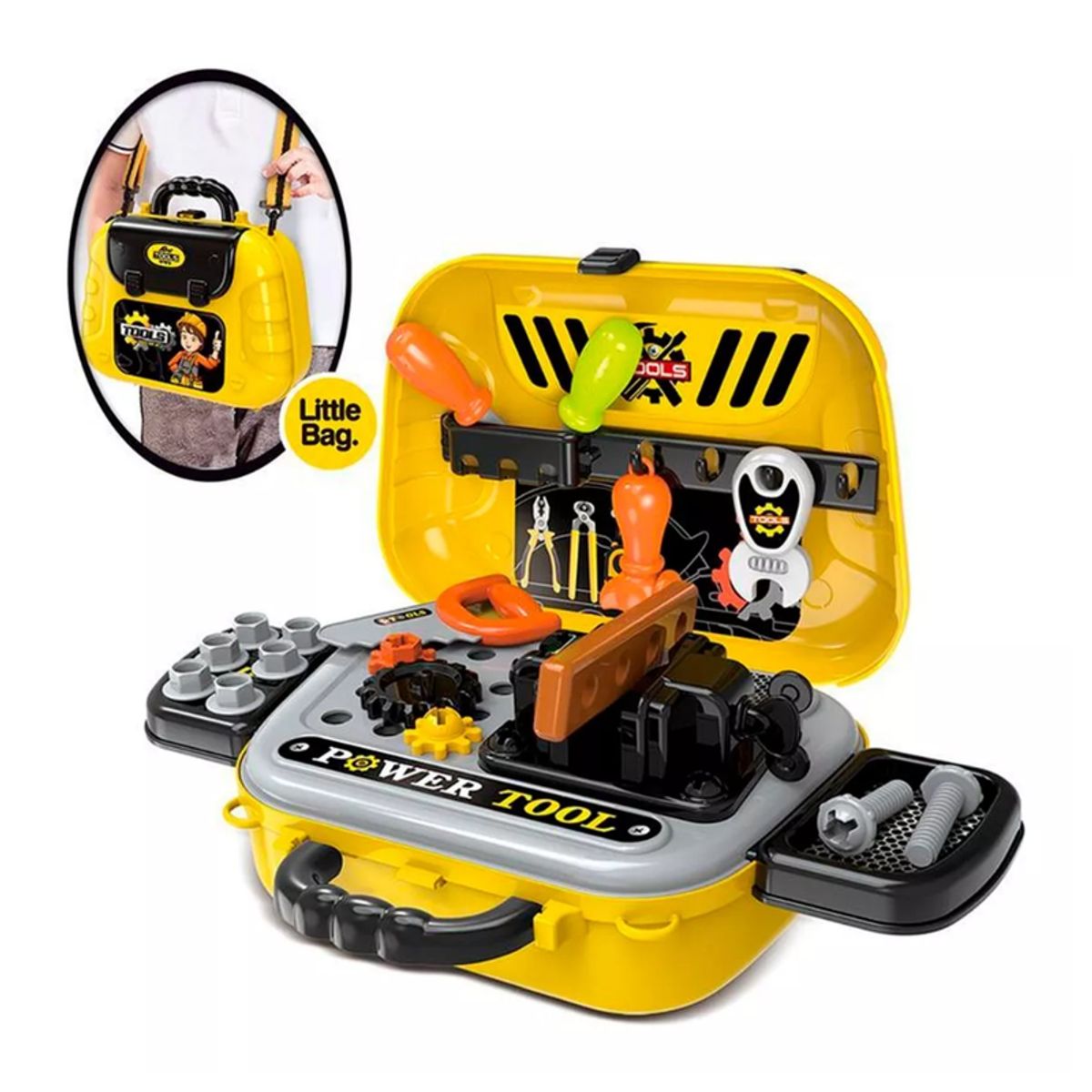 GENERICO - Set de Herramientas de Juguete Maletín Portatil 2 en 1