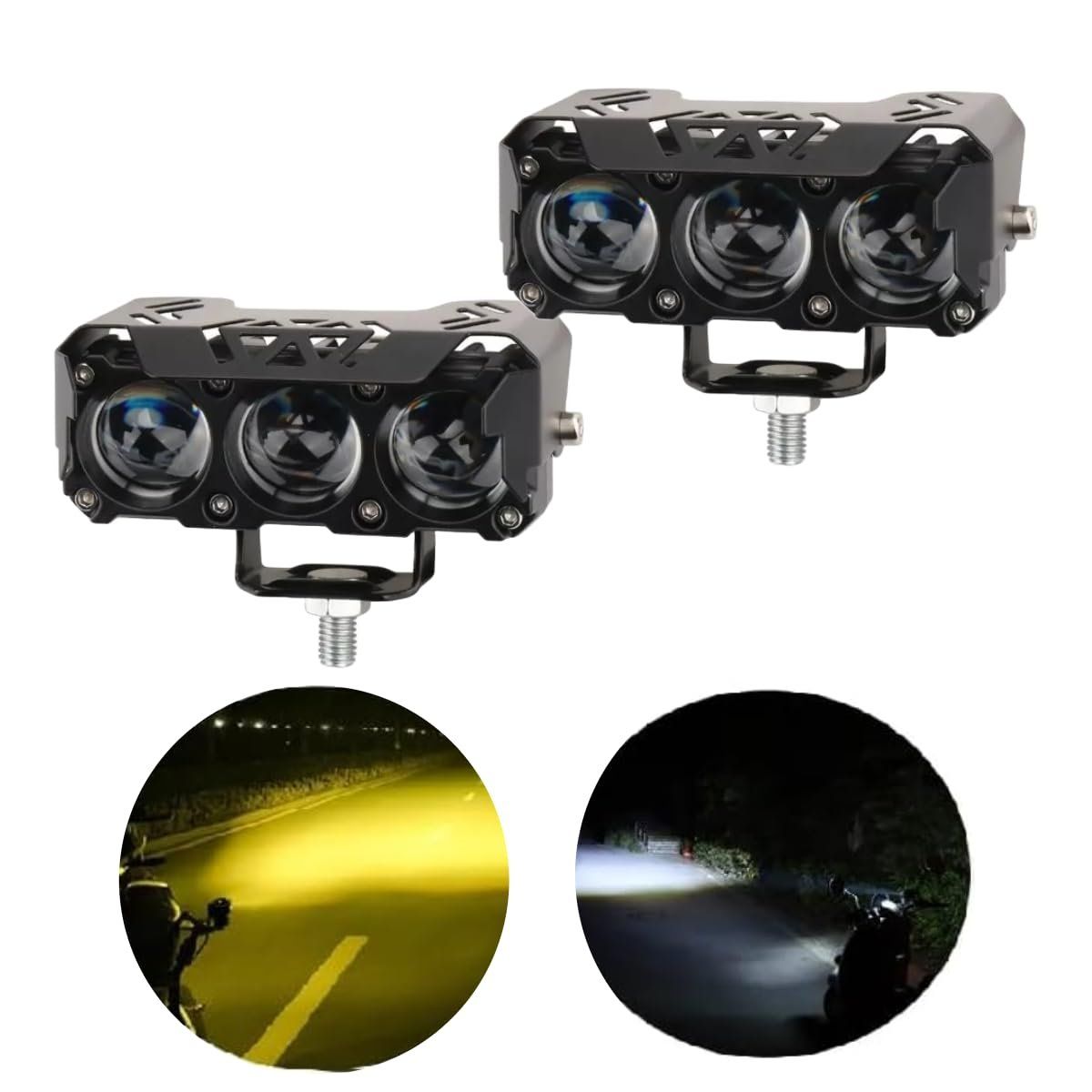 OEM - Neblineros lupa triple proyector luz dual blanco y ambar