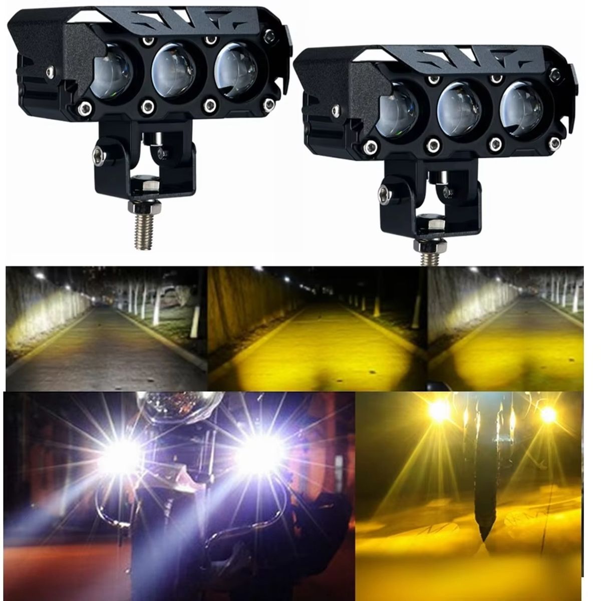 OEM - Neblineros lupa triple proyector luz dual blanco y ambar