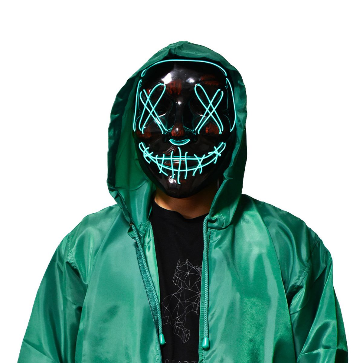 GENERICO - Disfraz Completo Máscara Led Colors Talla L Jade Halloween