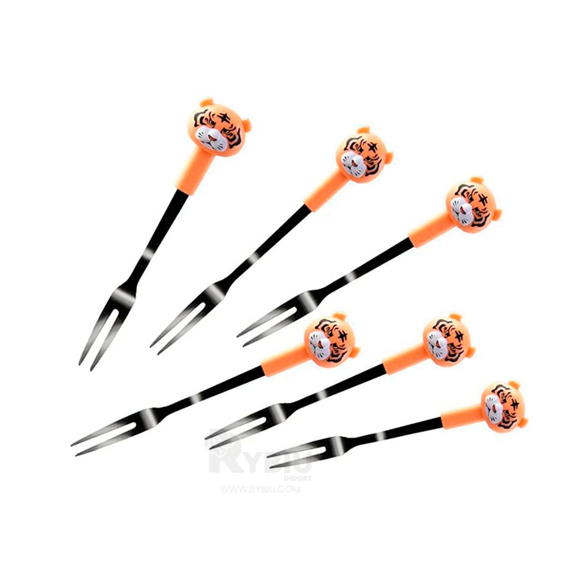 GENERICO - Tenedor Animado en Anaranjado Y+Regalo Ligas para Peinar