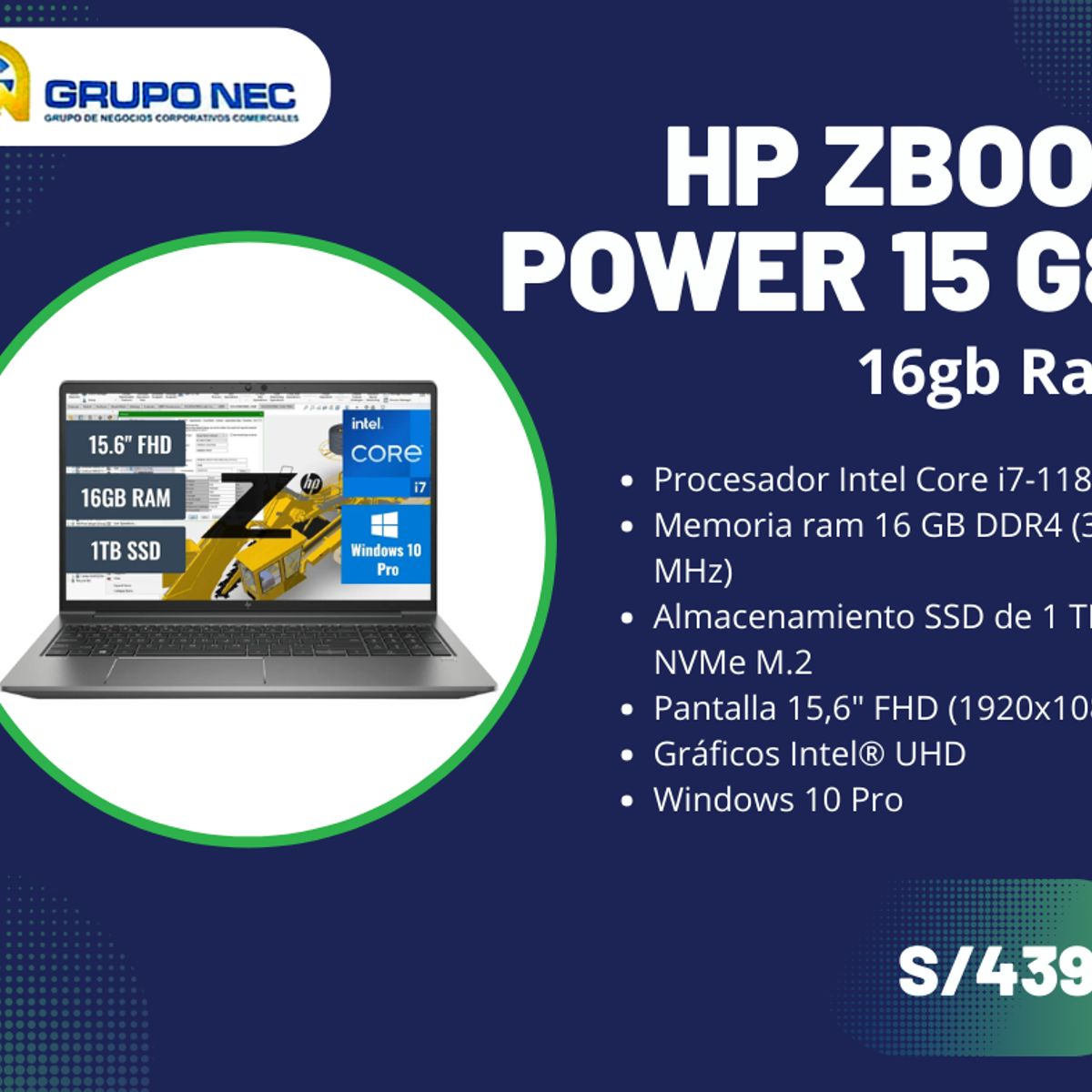 HP - Laptop Hp Zbook Power 15 G8 Workstation 16gb Ram