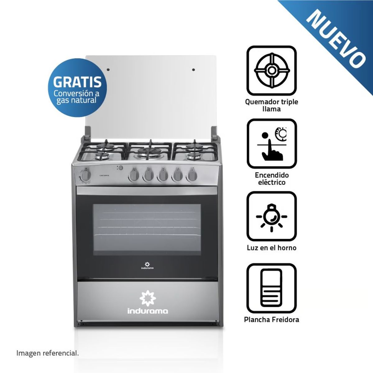 INDURAMA - COCINA INDURAMA CANTABRIA 5 HORNILLAS CROMA
