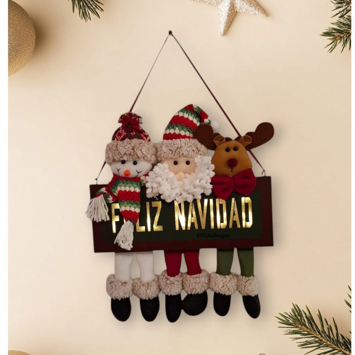 GENERICO - Adorno Letrero De Navidad con Luz Led Papa Noel Reno Y Nieve V