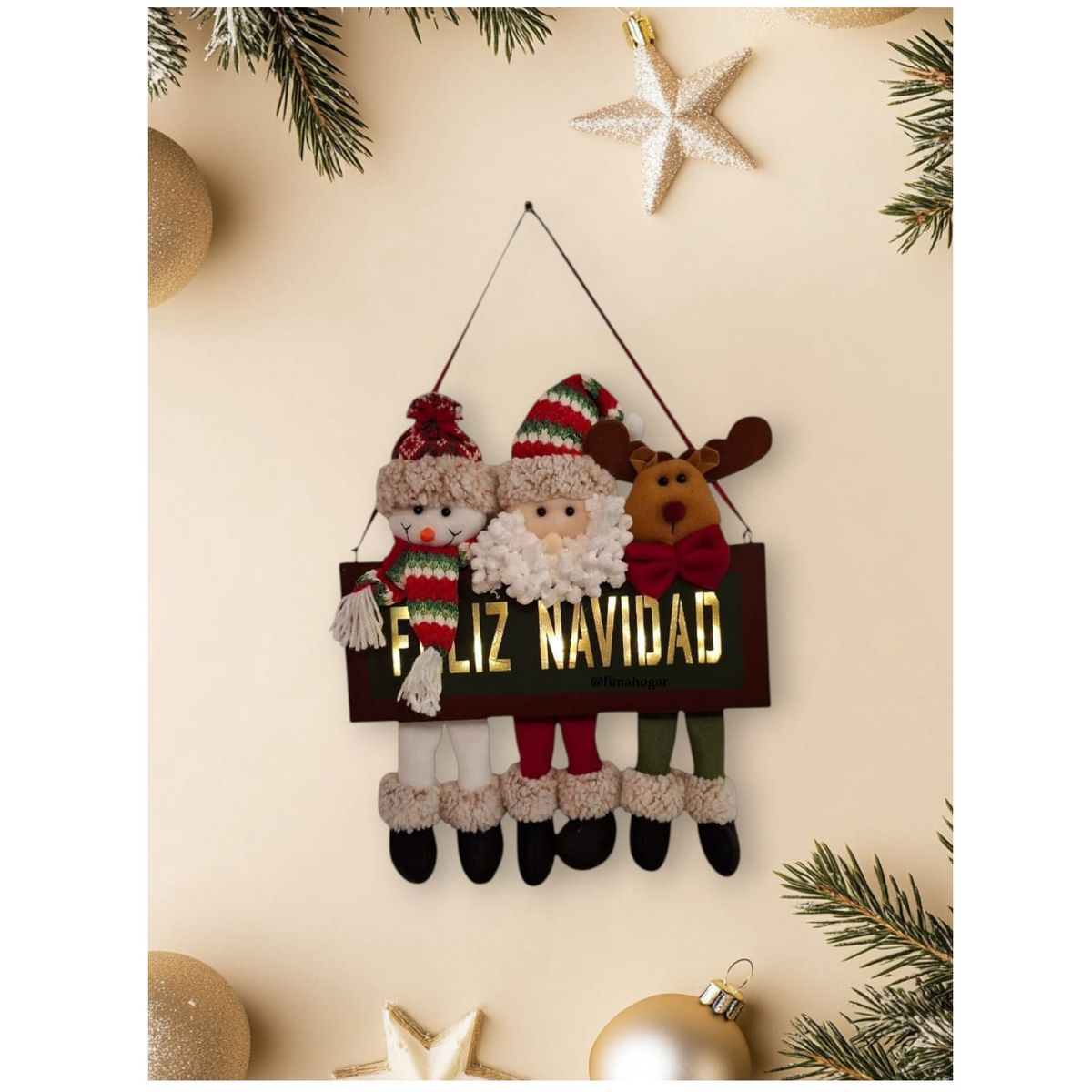 GENERICO - Adorno Letrero De Navidad con Luz Led Papa Noel Reno Y Nieve V