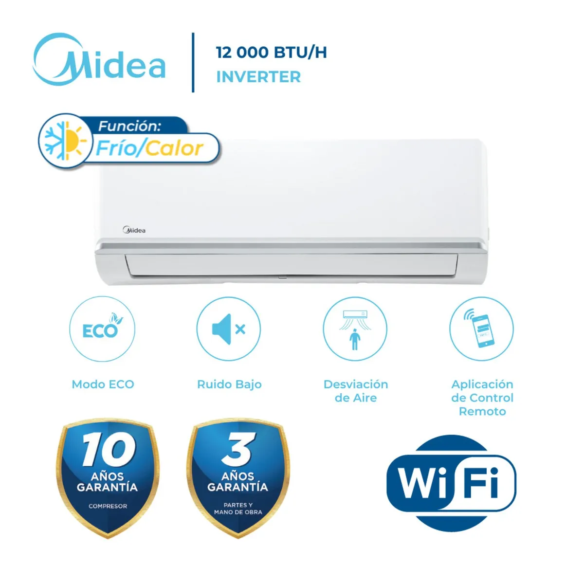 MIDEA - Aire Acondicionado Midea Split De12000 BTUH Inverter Frío Calor