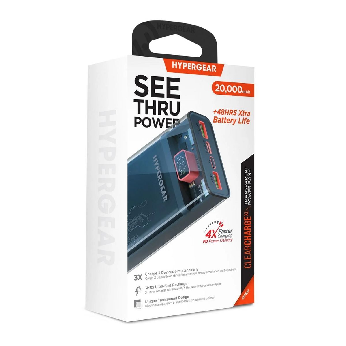 HYPERGEAR - Hypergear - Clear Charge XL - 20,000 mAh Power Bank Transparente