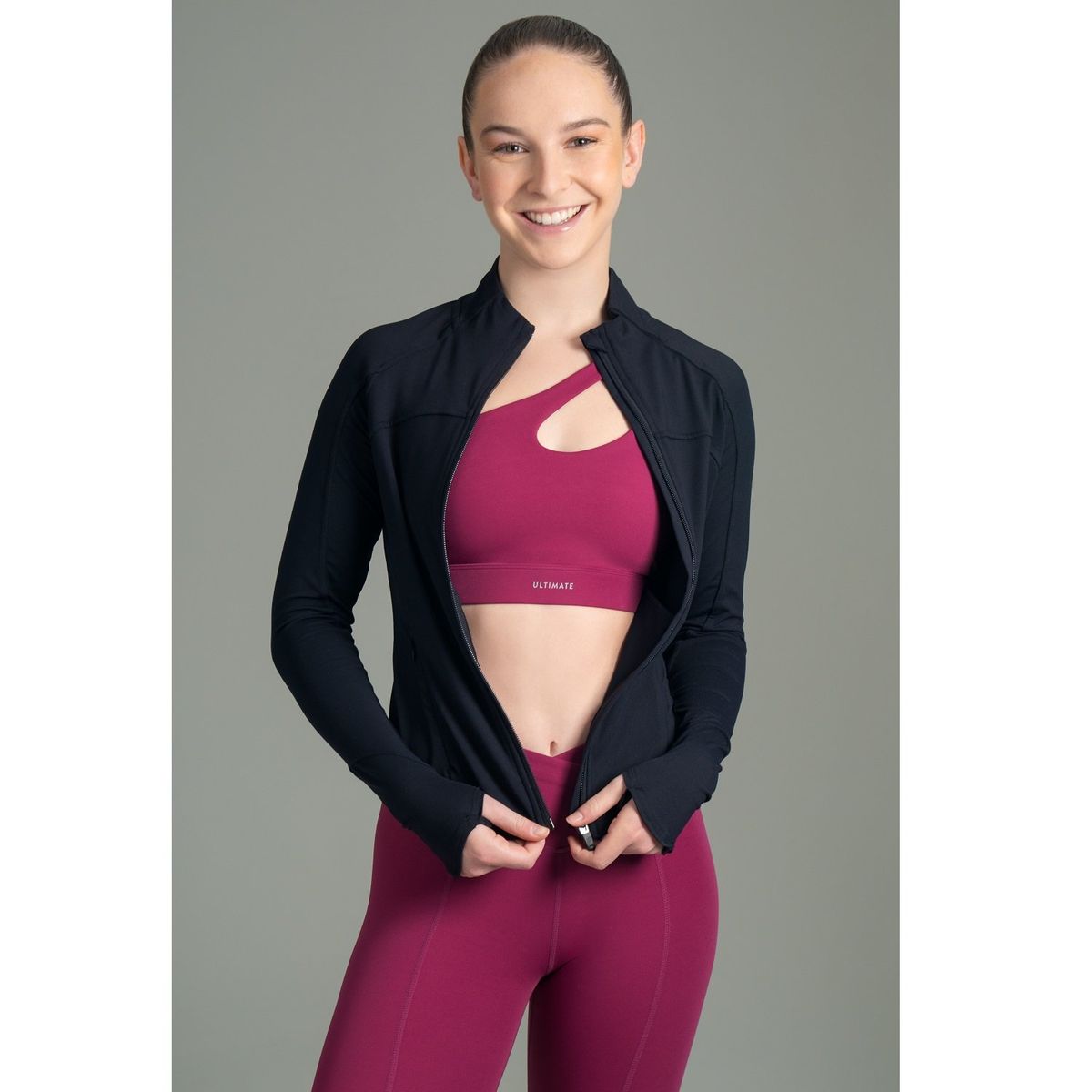 ULTIMATE - Casaca Deportiva Full Zipper para Mujer - Vintage Black